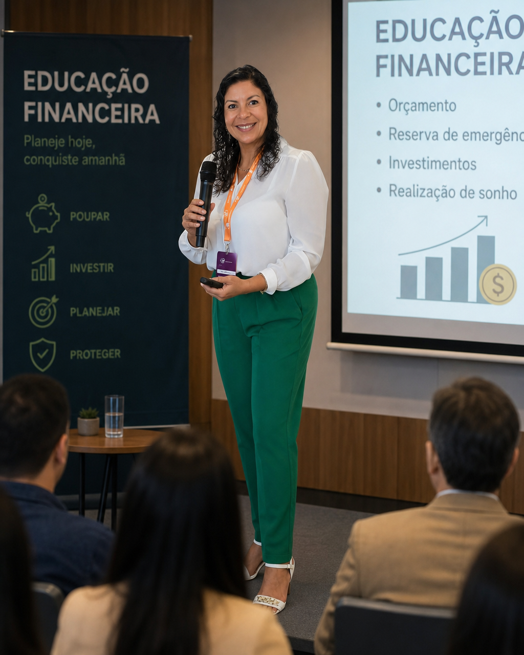 Danielle Nunes em palestra sobre educação financeira